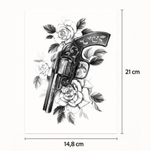 Mezza sleeve Pistola e rose