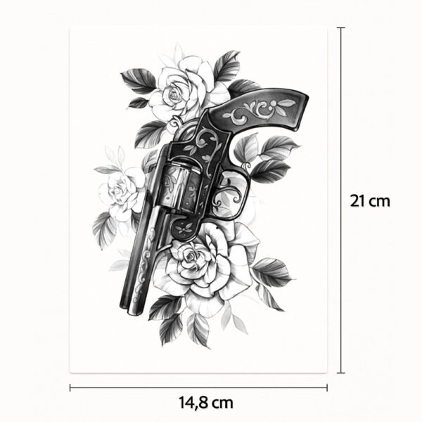 Mezza sleeve Pistola e rose